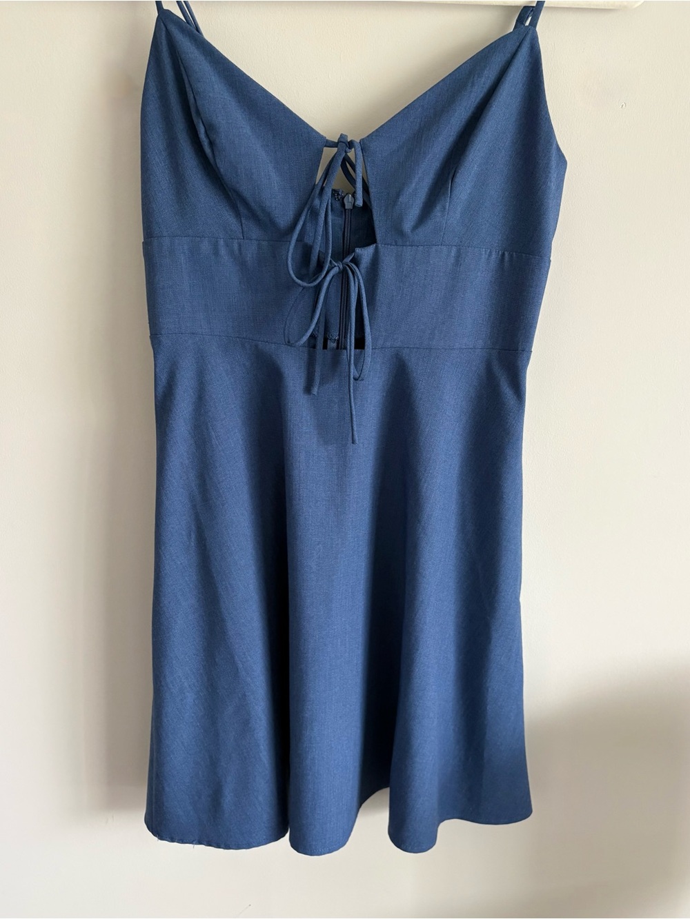 BCBGeneration Blue Spaghetti Strap Tie-Front Dress